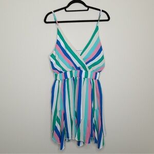 Pink Lily Striped Ruffle Dress M